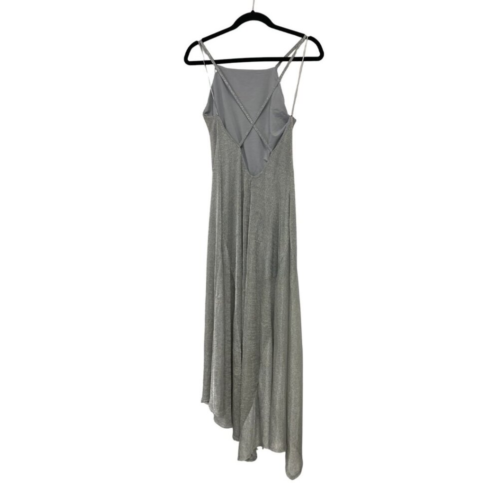 Zara Womens Metallic Thread Midi Dress Medium Silver Straight Neck 1131/821 NWT - Picture 3 of 16